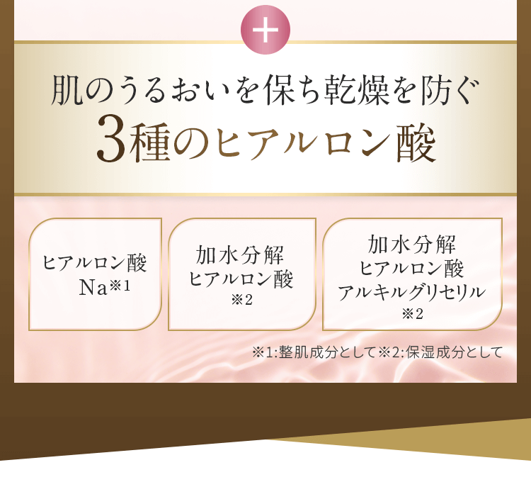 肌のうるおいを保ち乾燥を防ぐ３種のヒアルロン酸